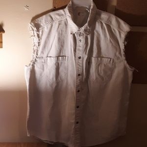 Mens button down sleeveless shirt